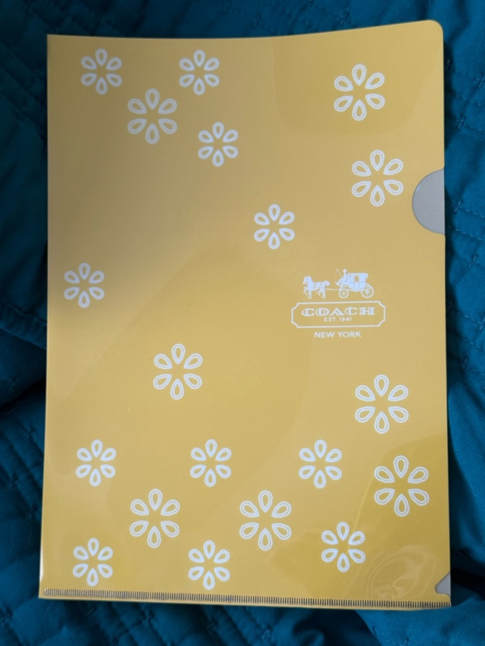 Coach Yellow Floral Document Sleeve with White Daisy Motif